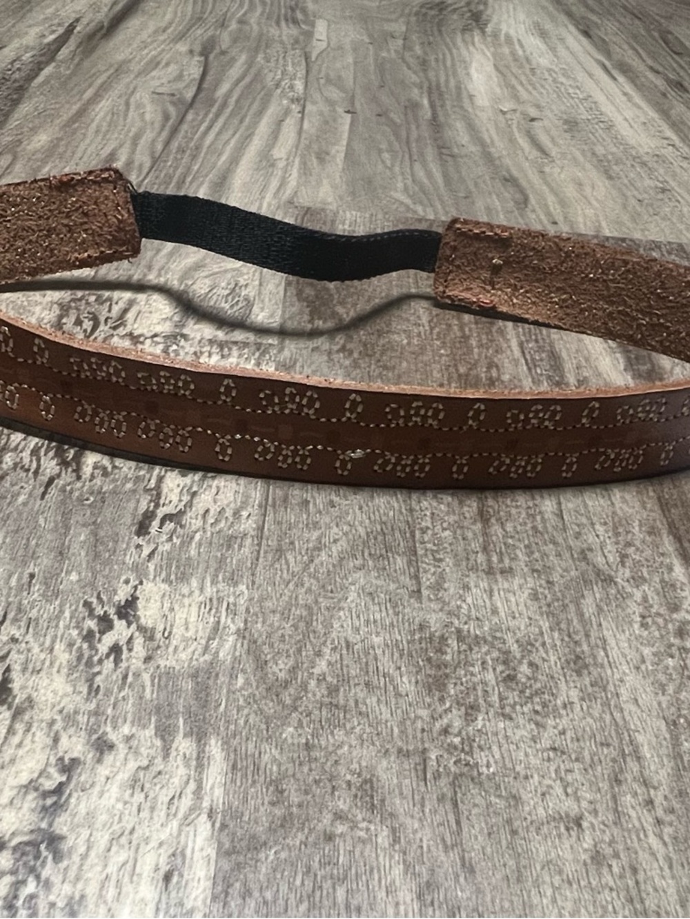 Textured Cowhide Leather Brown Strap American Eagle Headband